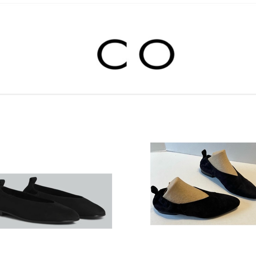 C O Made in Italy Black Goatskin Slip-On Flats with Streamlined Design